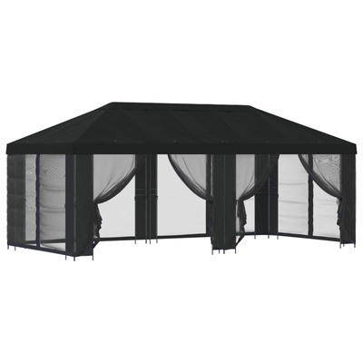 Altana z bokami 6 x 3 m Czarny Poliester i Stal 190