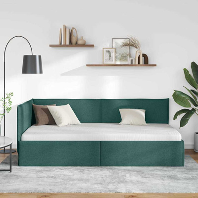 Rama łóżka narożnego Ciemna zieleń 90 x 200 cm tkanina