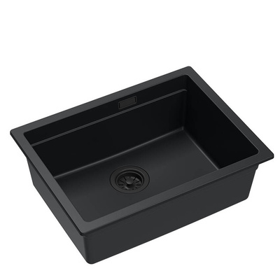 LOGAN 100 GraniteQ zlewozmywak pure carbon 59,5x45,1x21,5 cm 1-komorowy wpuszczany z syfonem manualnym pure carbon