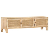 vidaXL Szafka pod TV, 140x30x40 cm, drewno mango i naturalna trzcina