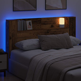 Zagłówek do przechowywania z LED Stare drewno 160 cm