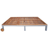 vidaXL 2-osobowy leżak z poduszką, lite drewno akacjowe i stal