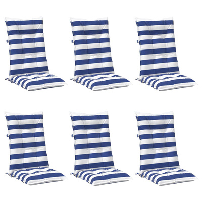 Poduszka na zewnątrz 6 pcs Niebieski i biały 120 x 50 x 7 cm