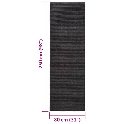 vidaXL Dywanik sizalowy do drapania, czarny, 80x250 cm