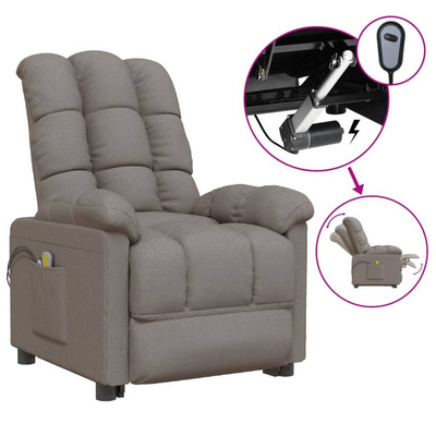 vidaXL Elektryczny fotel masujący, taupe, tkanina