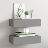 vidaXL Półki ścienne z szufladą, 2 szt., szare, 40 x 23,5 x 10 cm, MDF