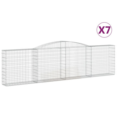 Kosze gabionowe, 7 szt, 400x30x100/120 cm, galwanizowane żelazo
