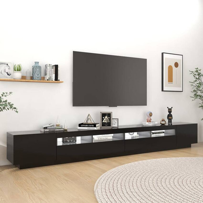 vidaXL Szafka pod TV z oświetleniem LED, czarna, 300x35x40 cm
