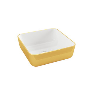 Umywalka nablatowa malaga 39 cm, kwadratowa biało złota CE-39-013-W Invena