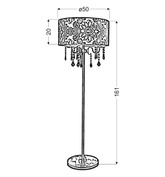 Lampa podłogowa chromowa / czarna z kryształkami Sottile Candellux 53-73945