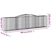 Kosze gabionowe, 6 szt, 400x50x100/120 cm, galwanizowane żelazo