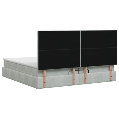 Łóżko ottoman z materacem jasnoszary 200 x 200 cm Welur