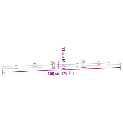 System do mocowania drzwi przesuwnych, 200 cm, stal, srebrny
