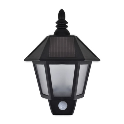 Ścienne lampy solarne, 2 szt., z detektorem ruchu, czarne