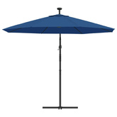 vidaXL Parasol wiszący z LED i stalowym słupkiem, 300 cm, lazurowy
