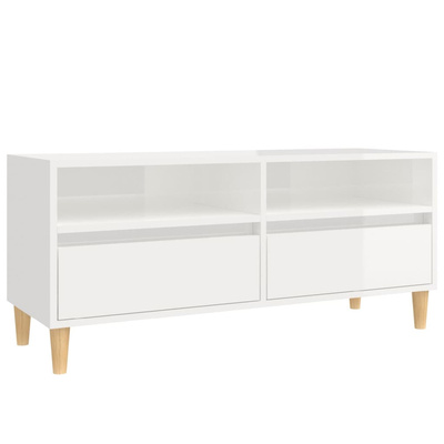 vidaXL Szafka pod TV, wysoki połysk, biała, 100x34,5x44,5 cm