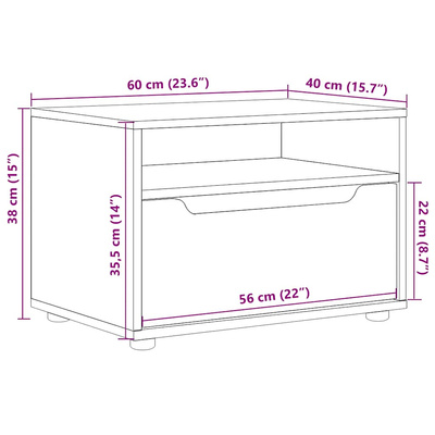 Szafka pod TV "VISNES" Czarna 60x40x38 cm Drewno klejone