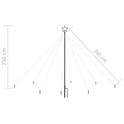 Choinka z lampek ułożonych w wodospad, 400 diod LED, 2,5 m vidaXL