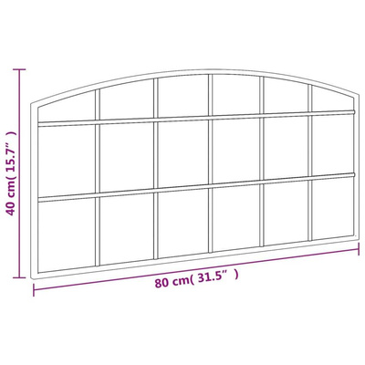 vidaXL Lustro ścienne, czarne, 80x40 cm, zakończone łukiem, żelazo