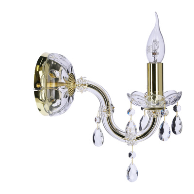 Kryształowy kinkiet ścienny MARIA TERESA 1x E14 złoty - elegancka lampa ścienna glamour