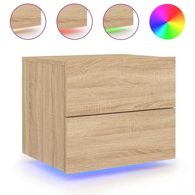 Wiszące szafki nocne z LED, 2 szt., dąb sonoma vidaXL