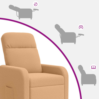 Fotel recliner Beżowy Bouclé