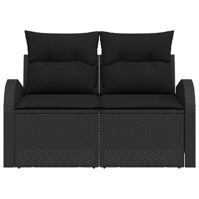 Sofa Ogrodowa z poduszką Czarny 124 x 62 x 69 cm polirattan