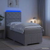 Łóżko z box spring LED z materacem jasnoszary 90 x 200 cm