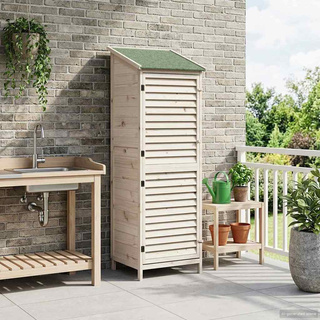 Shed ogrodowy z dachem Biały 59 x 56 x 176 cm Drewno Świerkowe