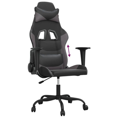 vidaXL Fotel gamingowy, czarno-szary, sztuczna skóra model standard