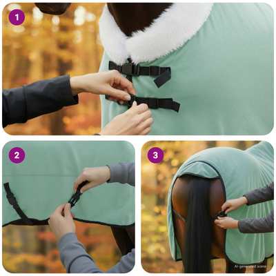 Koc dla Koni Specjalna zieleń 165 cm Polarowy fleece