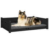 vidaXL Legowisko dla psa, czarne, 95,5x65,5x28 cm, lite drewno sosnowe