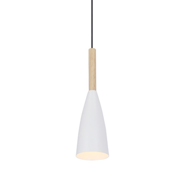 Lampa wisząca biała + drewno Trosa Ledea 50101265