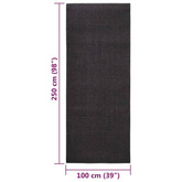 vidaXL Dywanik, naturalny sizal, 100x250 cm, czarny
