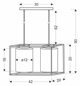 Lampa wisząca LURI 2x40W E27 czarna ze złotymi kloszami, nowoczesna oprawa sufitowa do salonu i kuchni, loftowy styl, elegancki minimalizm