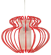 Lampa wisząca Imperia czerwona do jadalni pojedyncza z tworzywa sztucznego