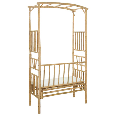 Łuk ogrodowy z ławką kremowobiały 115 x 50 x 205 cm Bambus
