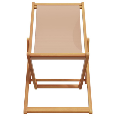 Krzesło składane w kolorze taupe, drewno lite, eukaliptus i tkanina