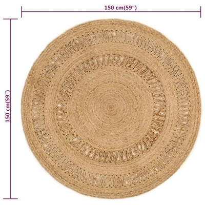 vidaXL Ręcznie pleciony dywan z juty, 150 cm, okrągły model standard