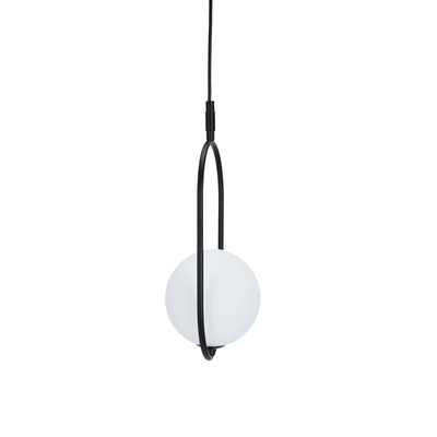 Lampa wisząca CORDEL elegancka - czarna z białym kloszem kulką - nowoczesne oświetlenie salonu i łazienki 1x G9 LED