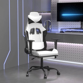 vidaXL Masujący fotel gamingowy z podnóżkiem, biało-czarny model standard