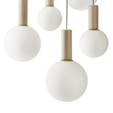 Lampa wisząca Testa beżowa białe klosze kule 6x10W G9 regulowana