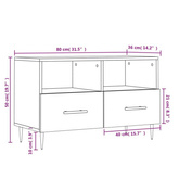 vidaXL Szafka pod TV, biała, 80x36x50 cm, materiał drewnopochodny