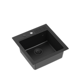 PETER 110 GraniteQ zlewozmywak granitowy pure carbon 1-komorowy z/o (50x52x20) z syfonem pure carbon