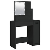 vidaXL Toaletka z oświetleniem LED, czarna, 86,5x35x136 cm