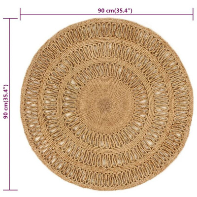 vidaXL Ręcznie pleciony dywan z juty, 90 cm, okrągły model standard