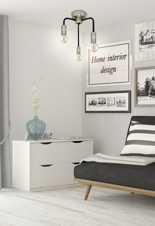 Lampa sufitowa patynowa + czarny mat 3xE14 Saga 33-01320