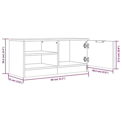 vidaXL Szafka pod TV, czarna, 80x35x36,5 cm, materiał drewnopochodny