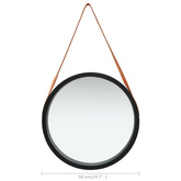 vidaXL Lustro ścienne na pasku, 50 cm, czarne