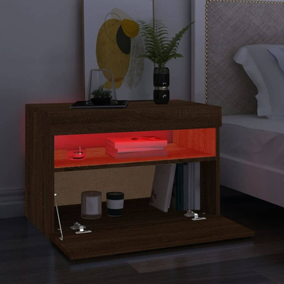 vidaXL Szafka pod TV z oświetleniem LED, brązowy dąb, 60x35x40 cm